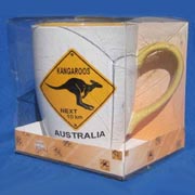 Mug - Roadsign Kangaroo White/Yellow